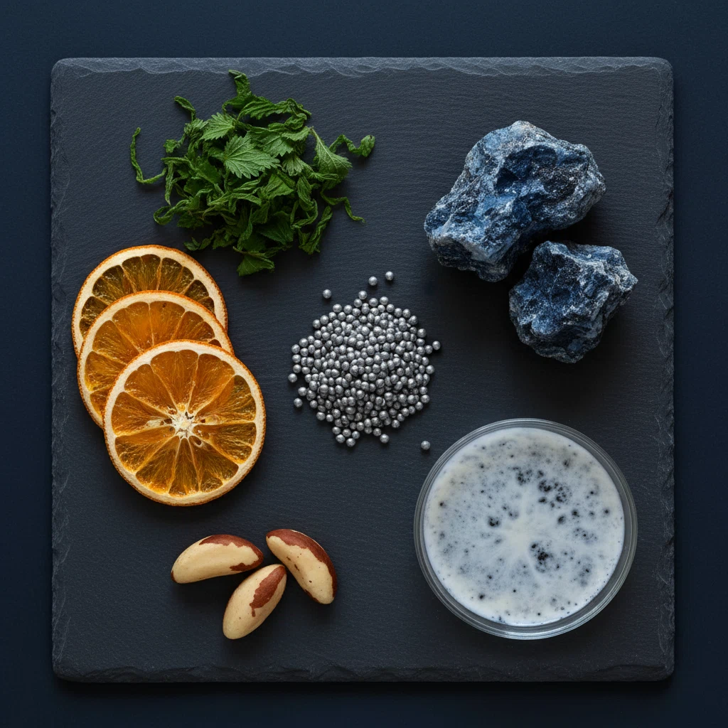 Naturliga ingredienser för mäns välbefinnande - zink, magnesium, selen, vitamin C och örter